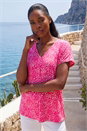 Pink Spot Print V-Neck Pleat Front Top, Image 2 of 4