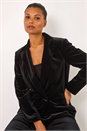 Black Velvet Double Breasted Blazer, Image 2 of 6