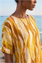 Orange Abstract Print Buttoned Tunic Top, Image 4 of 4