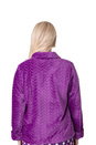 Purple Supersoft Button Front Embossed Bed Jacket, Image 3 of 5