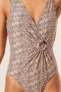 Brown Brown D Ring Detail Wrap Front Swimsuit, Image 3 of 4