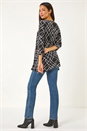 Black Abstract Check Print Asymmetric Tunic, Image 4 of 5