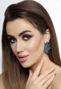 Blue Asymmetrical Triangle Blue Crystal Earrings, Image 4 of 5