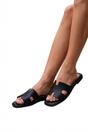 Black iKrush Black Aria Womens H-Strap Flat Slide Sandals, Image 1 of 8