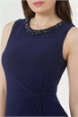 Navy  Embellished Wrap Twist Dress, Image 4 of 5