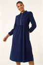 Navy  Corduroy Zip Detail Midi Dress, Image 4 of 5