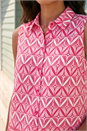 Red Geo Border Print Button Up Blouse, Image 4 of 4