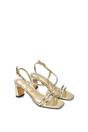 Gold XY LONDON Gold Strappy Slingback Mid Block Heel Sandals With Square Toe, Image 5 of 6