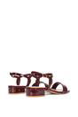 Burgundy XY LONDON Burgundy 'Moana' Strappy Low Block Heels With Ankle Strap, Image 4 of 5