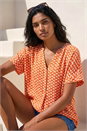 ORANGE Abstract Print Tunic Top, Image 2 of 4