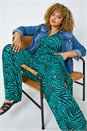 Green Curve Animal Print Stretch Jumpsuit, Image 1 of 5