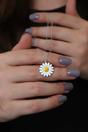 Silver Sterling Silver Daisy Pendant Necklace, Image 2 of 2