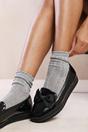 Black 'Alpha' Girl's School Flat Bow Loafers, Image 2 of 6