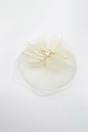 Cream Feather Bloom Mesh Fascinator, Image 2 of 2