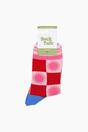 Red Sun Checkerboard Bamboo Socks in Red/Pink, Image 4 of 4
