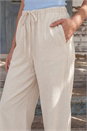 Natural  Linen Blend Wide Leg Trouser, Image 4 of 4