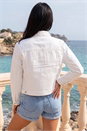 White Petite Bleached Denim Jacket, Image 3 of 4