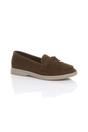Dark Brown AJVANI Dark Brown Flat Slip On Smart Loafers, Image 1 of 4
