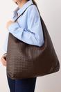 Brown Woven Texture Oversized Tote Shoulder Bag, Image 1 of 4