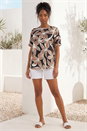 Mocha Floral Print Top, Image 2 of 4