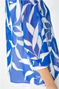 Blue Leaf Print Chiffon Overlay Top, Image 5 of 5