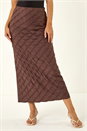 Chocolate Dusk Textured Stretch Midi Skirt, Image 1 of 5