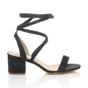 Black AJVANI Black Mid Block Heel Tie Up Sandals, Image 2 of 6