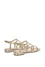 Gold XY LONDON Gold 'Danielle' Flat Strappy Caged Square Toe Sandals With Buckle, Image 4 of 6