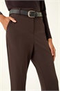 Dark Brown Short Bootcut Stretch Trousers, Image 5 of 6