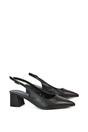 Black XY LONDON Black 'Devon' Court Shoe Block Heels With Slingback, Image 5 of 6