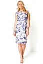 Blue Floral Print Lace Dress, Image 2 of 4