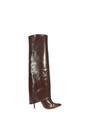 Brown XY LONDON Brown 'Shauna' Foldover Knee High Boots With Stiletto Heel, Image 1 of 6