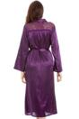 Purple Camille Lingerie Purple Full Length Long Sleeve Plain Satin Wrap, Image 3 of 5