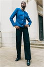 Blue Checked Boucle Button Detail Jacket, Image 5 of 6