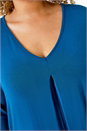 Teal Curve Pleat Front Stretch Top, Image 5 of 5