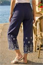 Navy  Broderie Cotton Culottes, Image 3 of 4