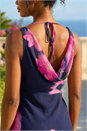 Navy  Floral Print Cowl Neck Midi Dress, Image 4 of 4