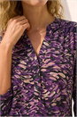 Purple Abstract Print V-Neck Stretch Shirt , Image 4 of 4