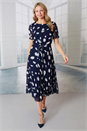 Navy Julianna Spot Print Pleated Midi Dress, Image 1 of 3