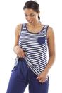 Navy Camille Lingerie Navy Lightweight Striped Capri Bottom Pyjama Set, Image 5 of 5