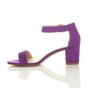 Purple AJVANI Purple Mid Block Heel Ankle Strap Sandals, Image 3 of 6