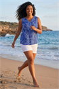 Blue Curve Swirl Print V-Neck Vest, Image 2 of 4