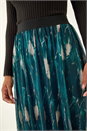 Petrol Blue Abstract Print Mesh Overlay Skirt, Image 6 of 6