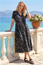 Black Floral Denim Shirt Dress, Image 2 of 4