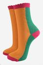 Orange Sock Talk Orange Colour Block Glitter Ankle Socks, Image 1 of 1