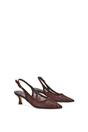 Brown Lace Slingback Court Shoes Pointed Toe Kitten Heels, Image 3 of 6