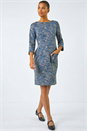 Blue Paisley Print Pocket Shift Stretch Dress, Image 1 of 5