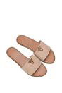Taupe XY LONDON Taupe 'Rorie' Slip On Cut Out Flat Sandal Sliders, Image 5 of 6