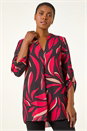 Red Abstract Cut Away Neck Top, Image 2 of 5