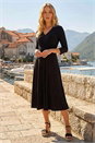Black Stretch Crossover Midi Dress, Image 2 of 4